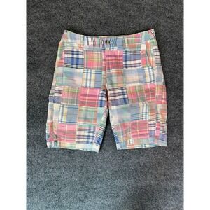 LL Bean Womens Favorite Fit Reg Shorts Patcwork  Preppy Golf Beach Cotton Size 2